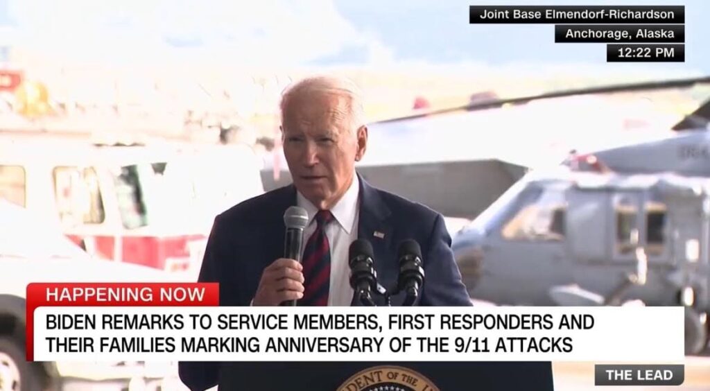 unbelievable:-joe-biden-opens-9/11-remarks-in-alaska-by-joking-about-his-high-school-ball-club-(video)-|-the-gateway-pundit-|-by-cristina-laila