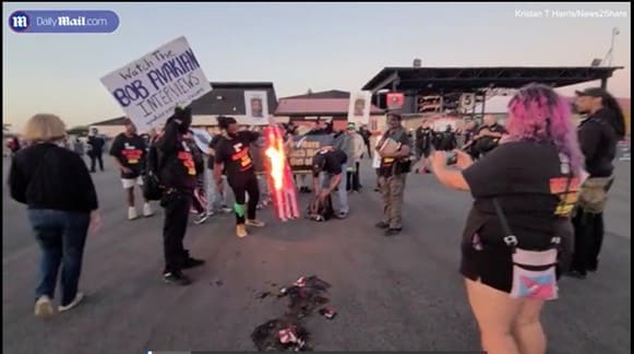 “we-did-it-in-a-small-town!”-–-anti-trump-communist-scumbags-in-chicago-suburb-unlawfully-assemble-and-burn-american-flags-outside-jason-aldean-concert-while-police-watch-(video)-|-the-gateway-pundit-|-by-cullen-linebarger