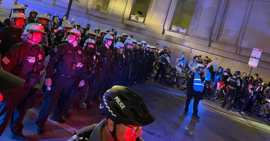 ‘anything-but-peaceful’:-dozens-arrested-after-anti-israel-protesters-riot-during-second-night-of-dnc