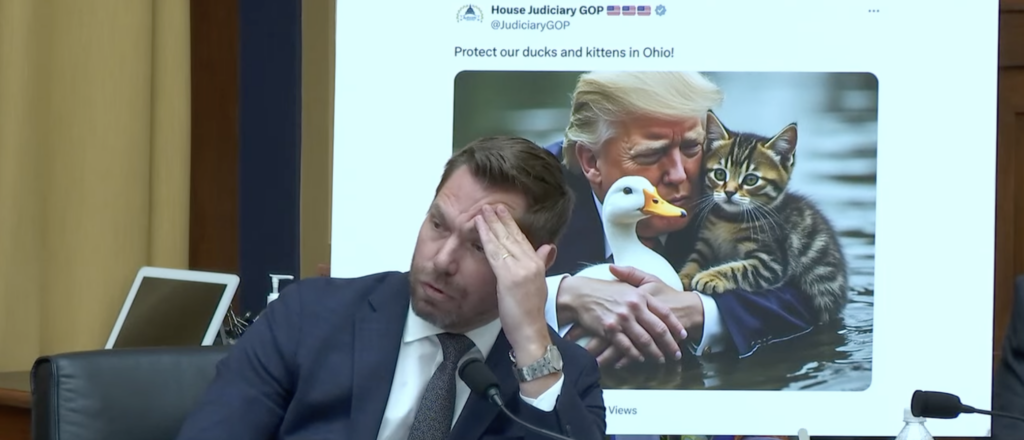 ‘what-in-the-hell-is-this?’:-eric-swalwell-has-total-meltdown-over-donald-trump-cat-meme