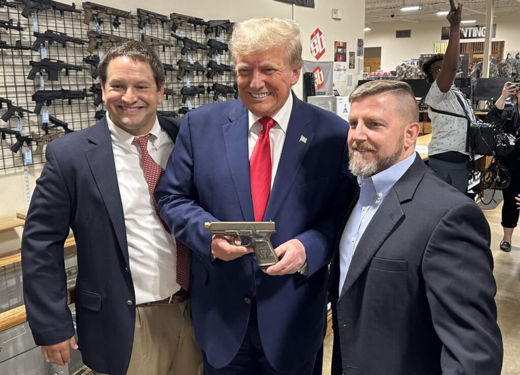 trump-admires-custom-“trump-45”-glock-in-south-carolina-before-speaking-at-event-(video)-|-the-gateway-pundit-|-by-jordan-conradson