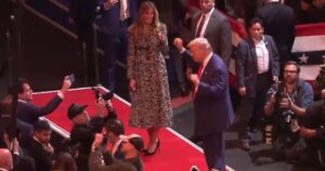 adorable!-melania-trump-laughs-and-points-as-donald-trump-starts-dancing-on-stage-to-village-people-at-madison-square-garden-(video)