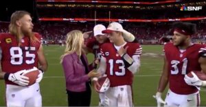 san-francisco-49ers’-defensive-end-nick-bosa-crashes-teammate’s-interview-flashing-‘make-america-great-again’-hat-to-show-unapologetic-support-for-trump-|-the-gateway-pundit-|-by-jim-hᴏft