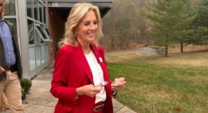 in-huge-f-you-to-kamala-harris,-jill-biden-wears-maga-red-on-election-day!-|-the-gateway-pundit-|-by-cristina-laila