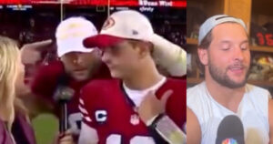 watch:-san-francisco-49ers-defensive-end-nick-bosa-fined-to-$11,000-by-nfl-after-crashing-teammate’s-interview-and-flashing-maga-hat-–-bosa-responds-in-interview,-“well-worth-it!”-|-the-gateway-pundit-|-by-jordan-conradson