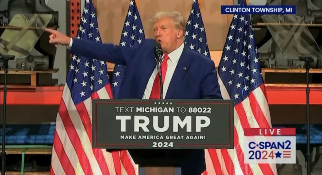watch:-“i-put-everything-on-the-line-to-fight-for-you”-– president-trump-on-fire-during-opening-remarks-at-michigan-rally-for-uaw-members-striking-against-biden’s-green-energy-policies-(video)-|-the-gateway-pundit-|-by-jordan-conradson