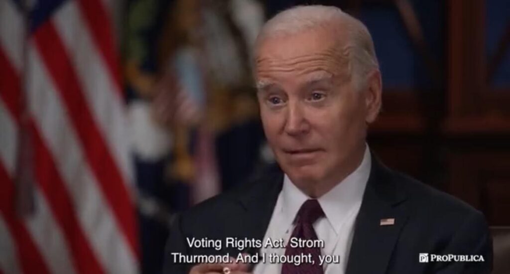 joe-biden:-“when-i-left-the-senate,-i-was-able-to-convince-strom-thurmond-to-vote-for-the-voting-rights-act”-–-thurmond-voted-against-it-(video)-|-the-gateway-pundit-|-by-cristina-laila