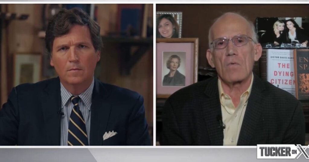 tucker-on-twitter-ep.-27:-tucker-carlson-and-victor-davis-hanson-discuss-‘grotesque-parody’-of-us-legal-system-as-trump-attends-ny-court-in-front-of-laughing-judge-and-glaring-ag-|-the-gateway-pundit-|-by-jim-hoft