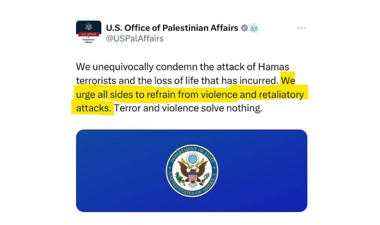 biden-administration’s-office-of-palestinian-affairs-urges-israel-not-to-defend-itself-and-retaliate-against-the-5,000-missile-attack-and-deadly-raid-into-southern-israel-by-hamas-|-the-gateway-pundit-|-by-jim-hoft