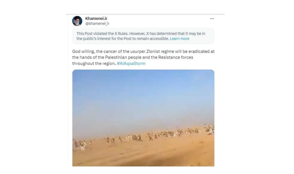 iranian-supreme-leader-khamenei-posts-video-of-terrified-israeli-partygoers-running-from-hamas-killers-in-desert-–-cheers-the-annihilation-of-israel-|-the-gateway-pundit-|-by-jim-hoft