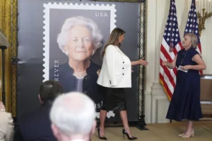 melania-trump-helps-unveil-barbara-bush-postage-stamp-–-washington-examiner