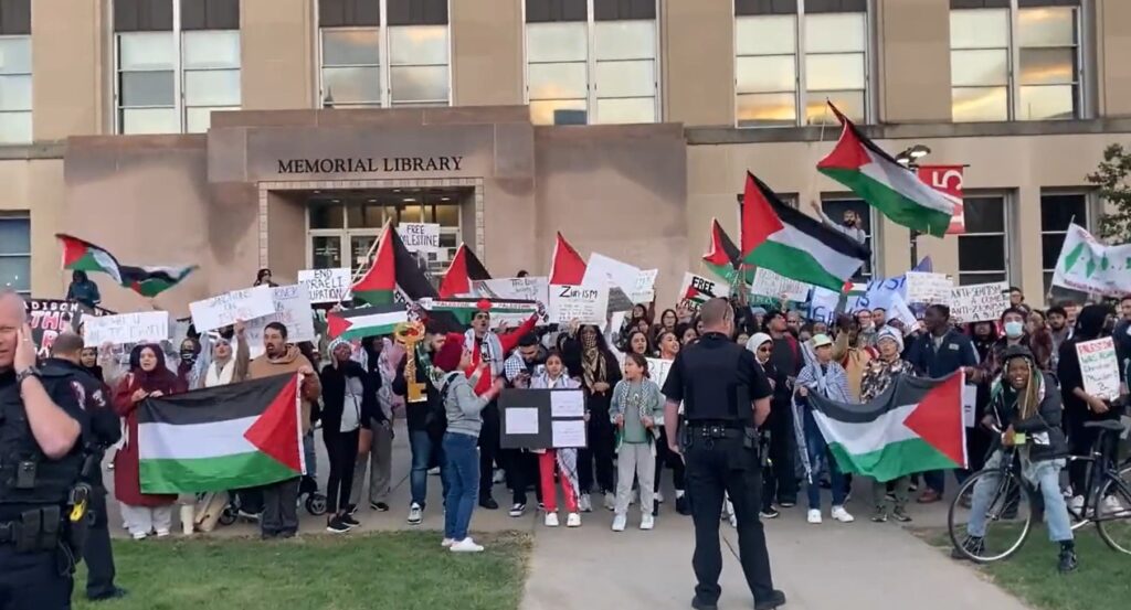 university-of-wisconsin-students-cheer-hamas-killers-–-chant-“glory-to-the-martyrs!”-at-pro-palestinian-student-protest-after-hamas-terrorists-slaughter-over-1,000-jews-|-the-gateway-pundit-|-by-jim-hoft