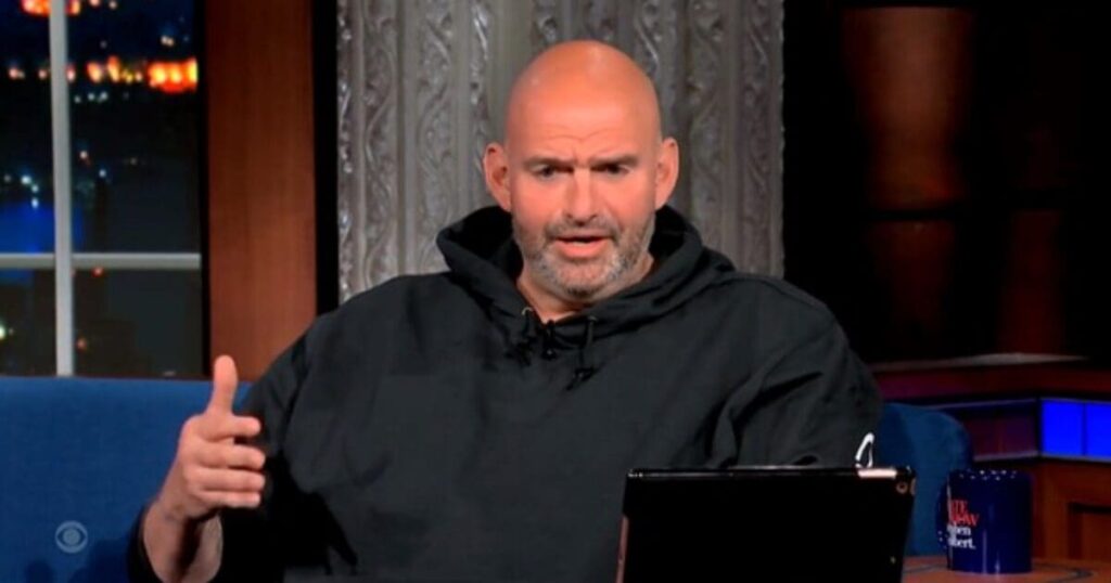oh-my:-john-fetterman,-dressed-like-a-slob,-commits-brutal-self-own-on-leftist-“comedian”-stephen-colbert’s-talk-show-(video)-|-the-gateway-pundit-|-by-cullen-linebarger