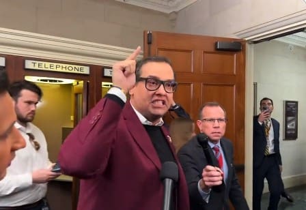“he’s-a-f**king-terrorist-sympathizer!”-–-breaking:-rep.-george-santos-unleashes-on-pro-hamas-leftist-in-us-capitol-–-police-detain-protester-in-handcuffs-(video)-|-the-gateway-pundit-|-by-jim-hoft