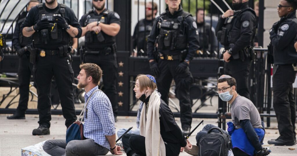 israel-war:-over-30-arrested-in-protest-at-white-house-calling-for-ceasefire-in-gaza