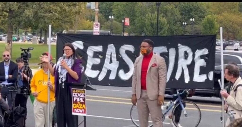 rashida-tlaib-whips-up-mob-with-lies-about-bombed-gaza-hospital,-incites-capitol-insurrection-(video)-|-the-gateway-pundit-|-by-david-greyson