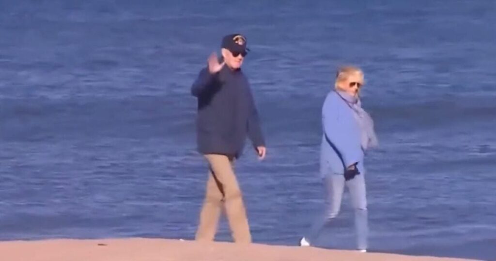 joe-biden-shuffles-along-the-beach,-callously-ignores-questions-about-americans-held-hostage-by-hamas-(video)-|-the-gateway-pundit-|-by-cristina-laila