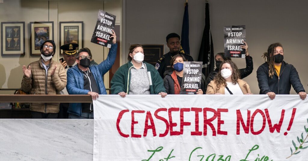 israel-war:-code-pink-occupies-senate-democrat-offices-demanding-gaza-ceasefire
