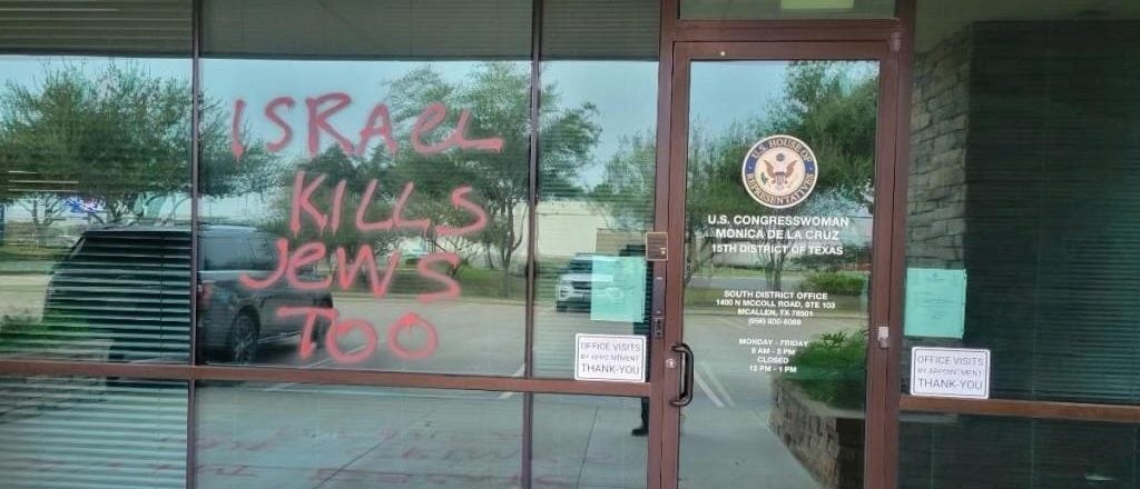 gop-texas-rep’s-district-office-vandalized-with-anti-israel-slogans