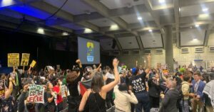 palestinian-protesters-disrupt-katie-porter,-adam-schiff-at-california-democratic-convention