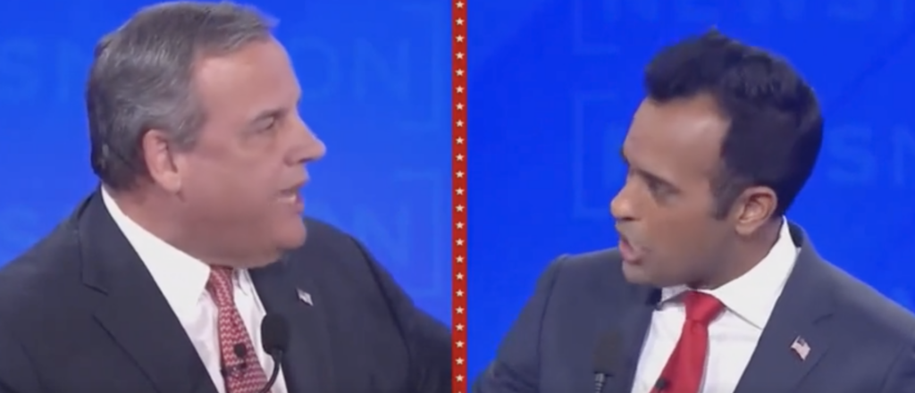 ‘most-obnoxious-blowhard-in-america’:-christie-and-vivek-erupt-as-debate-goes-off-the-rails