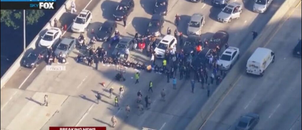 protesters-create-massive-traffic-jam-after-blocking-freeway-in-los-angeles