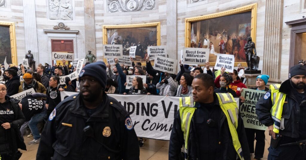 capitol-police-arrest-protesters-who-illegally-overtook-rotunda-to-demand-gaza-ceasefire