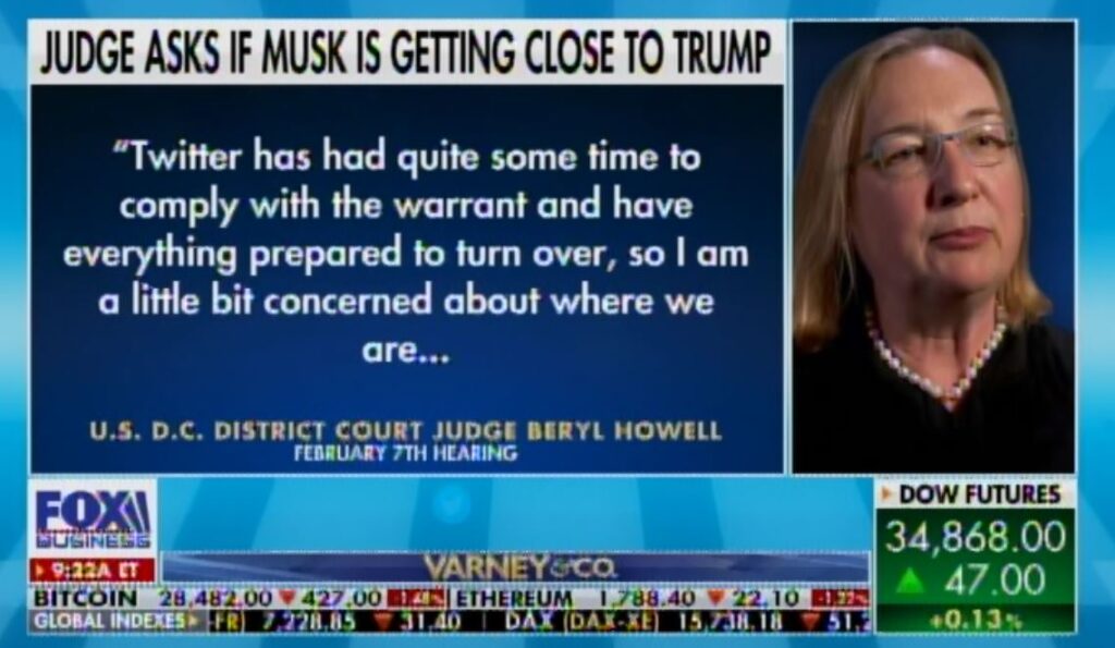 wicked-dc-judge-beryl-howell-threatens-elon-musk,-accuses-x-owner-of-“cozying-up”-with-trump-for-not-immediately-handing-over-data-related-to-his-account-(video)-|-the-gateway-pundit-|-by-jim-hoft