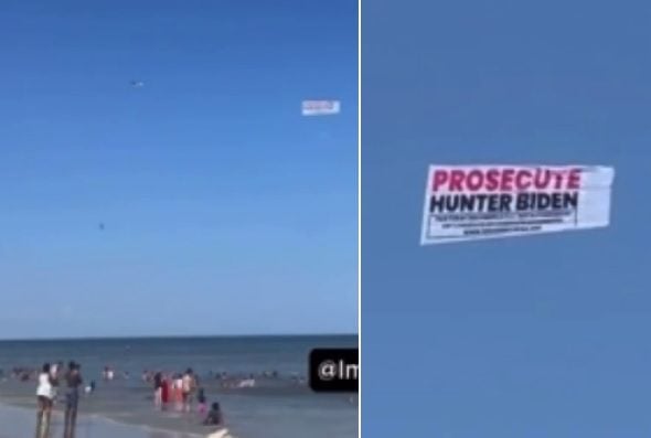 epic!-“prosecute-hunter-biden”-sign-seen-flying-over-joe-biden’s-beach-home-in-rehoboth-beach,-delaware-(video)-|-the-gateway-pundit-|-by-jim-hoft