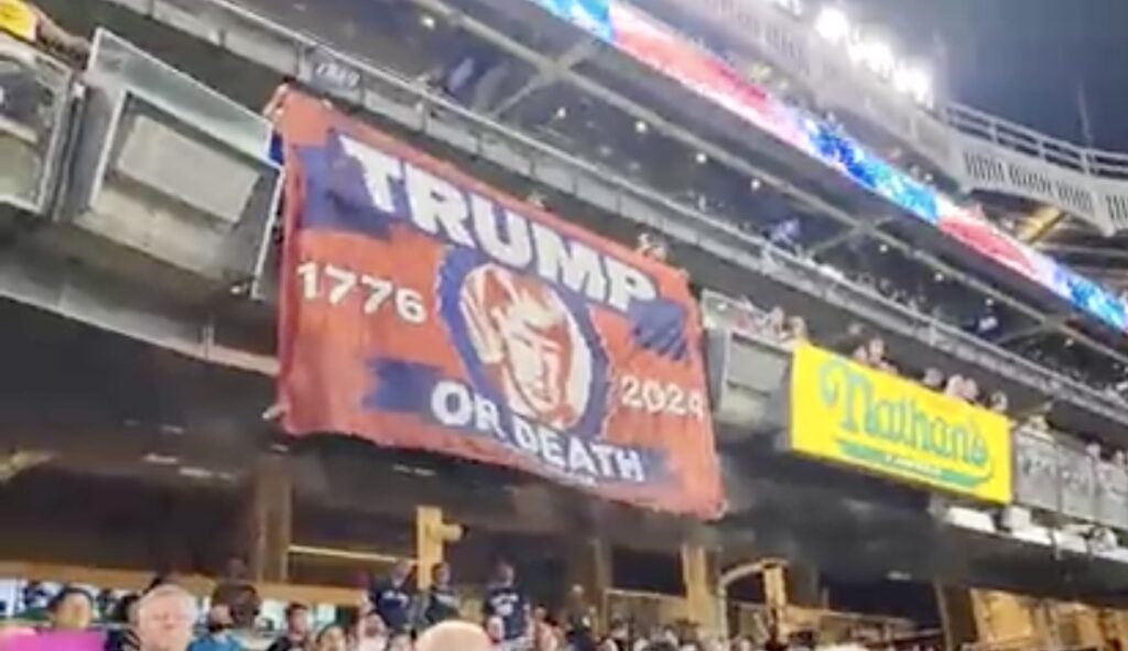 fans-hang-huge-‘trump-or-death’-flag-at-ny-yankees-game